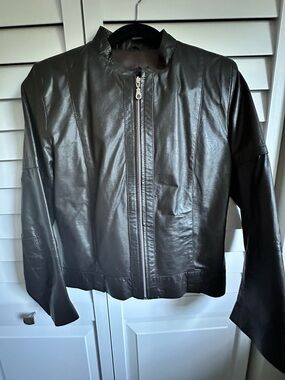 Brown Genuine Leather Zip-Front Jacket